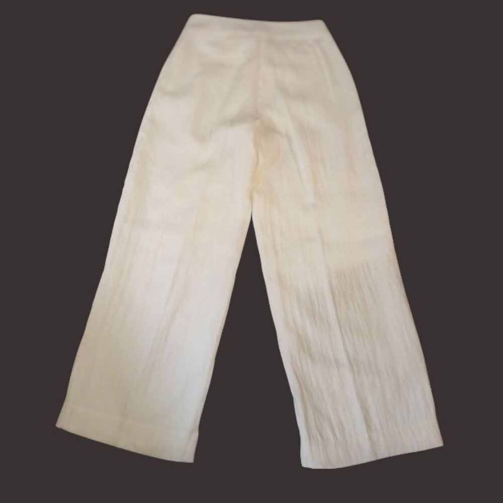 DKNY White High Waist Wide Leg w/Gold Buckle Trousers 6 - Picture 5 of 12
